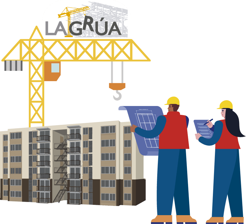 Obra en construcción con grúa, La Grúa